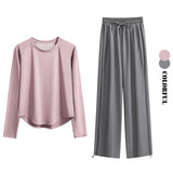 DRUR Women's Tracksuit With Long Sleeve Sports Tops and Sweatpants Casual Loose Yoga Sets Two Piece Sportswear Outfits For Gym 24 Hour Sport