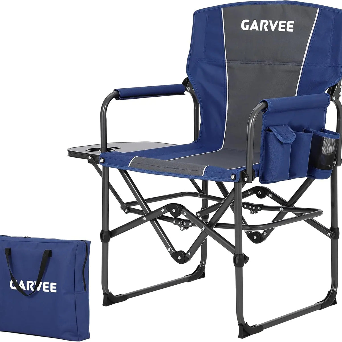 Heavy-Duty Portable Oversized Lawn Chair with Side Table & Cup Holder