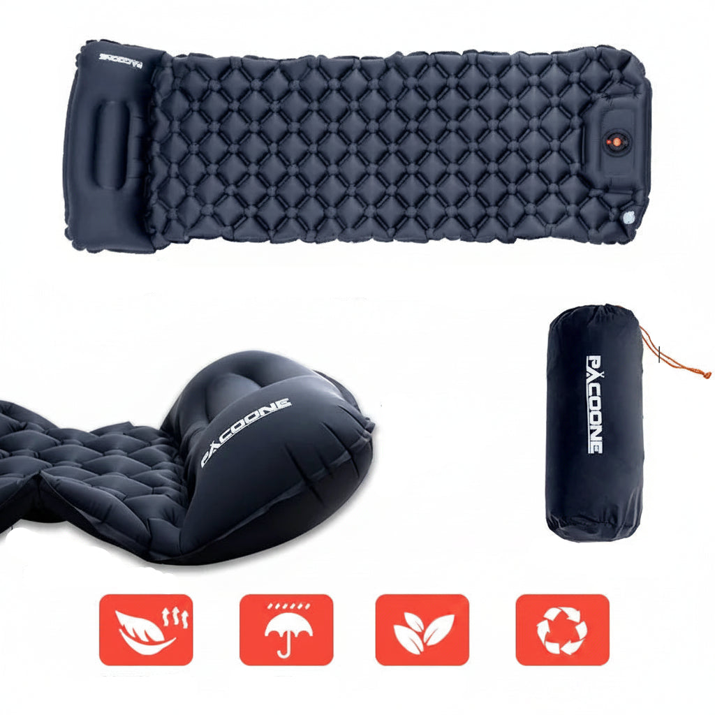 Inflatable Camping Mattress with Headrest & Built-in Pump