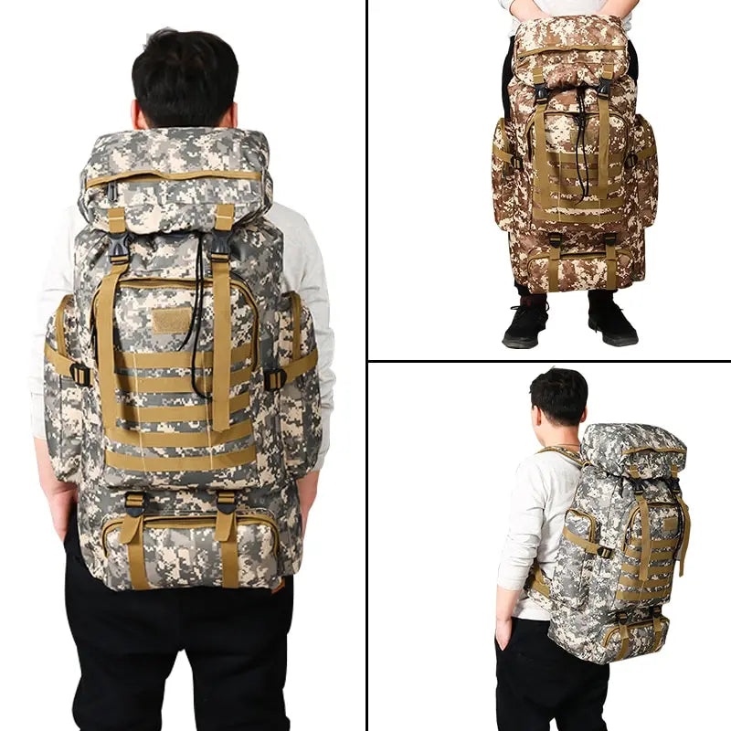 55-60LCamping Backpack Large Capacity Waterproof