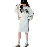 Spring/Autumn Kids' Letter Hoodies & Skirt Sets







