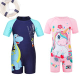 Short-Sleeve Unicorn Swimsuit for Toddlers
