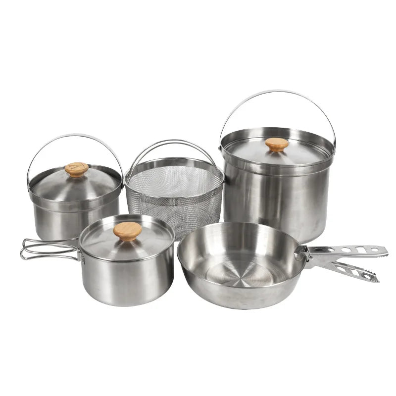 Outdoor Stainless Steel Pot Set for Camping, Picnic,Household