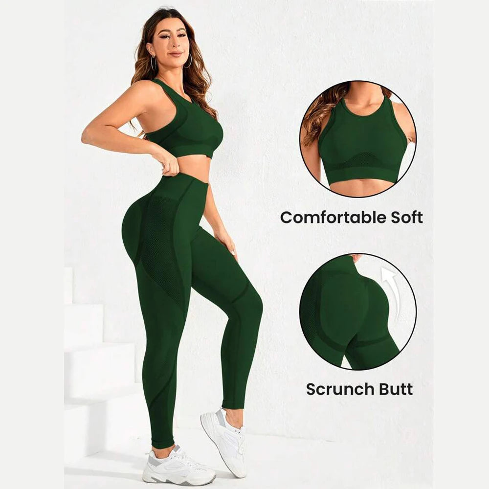 2-piece suit, women's yoga suit, beautiful back high waist trousers combination, seamless super elastic ideal gym clothing 24 Hour Sport