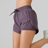 Women's Sports Jogging Loose Three Part Shorts Elastic Double Layer Side Pocket Breathable Running Fitness Leisure Yoga Shorts 24 Hour Sport