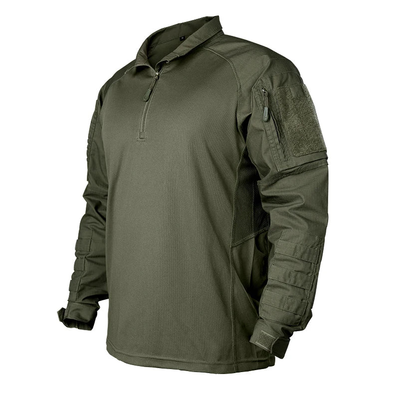Tactical Combat Shirt with Elbow Pads & Stretch Breathability