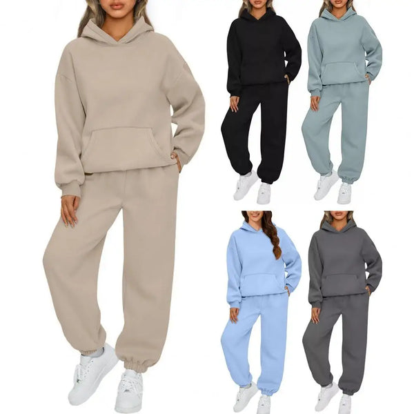 Women's 2 Piece Winter Hoodie and Sweatpants Set With Pokcketswomen's outfits24 Hour Sport