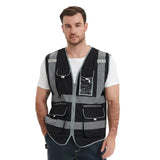 Heavy-Duty Reflective Safety Vest with 9 Pockets and Zippers
