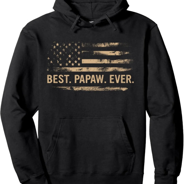 Vintage US Flag Best Papaw Ever Pullover Hoodie