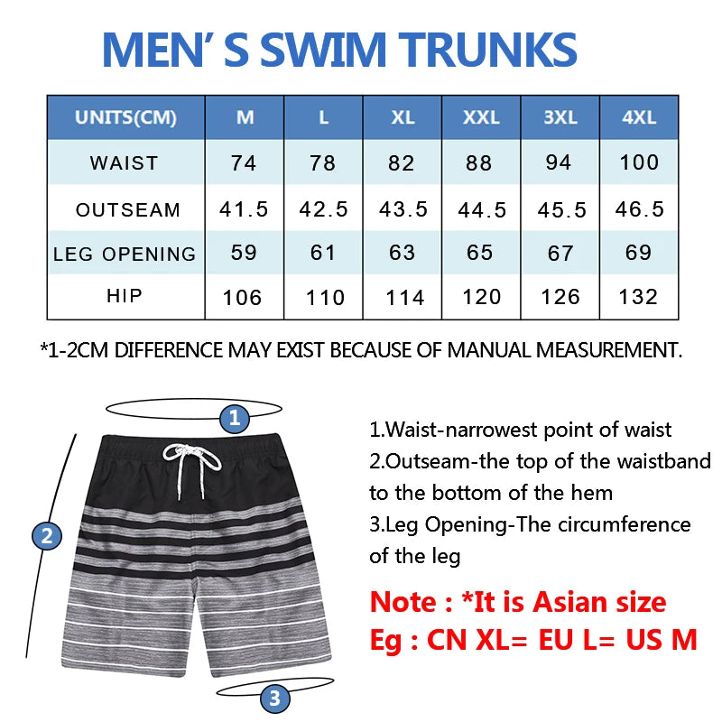 Men's Summer Print Beach Shorts: Swim, Surf & Workout Trunks