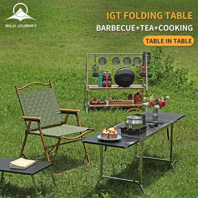 Stainless Steel Folding Table & Cookware Set