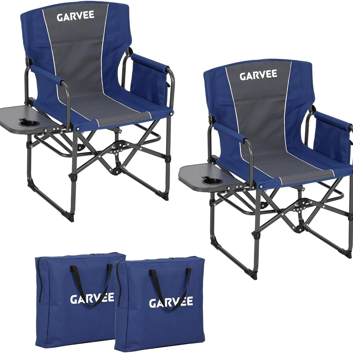 Heavy-Duty Portable Oversized Lawn Chair with Side Table & Cup Holder