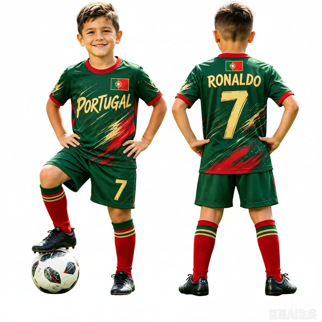 Boys' Ronaldo Football Kit: 2-Piece Jersey & Shorts Set
