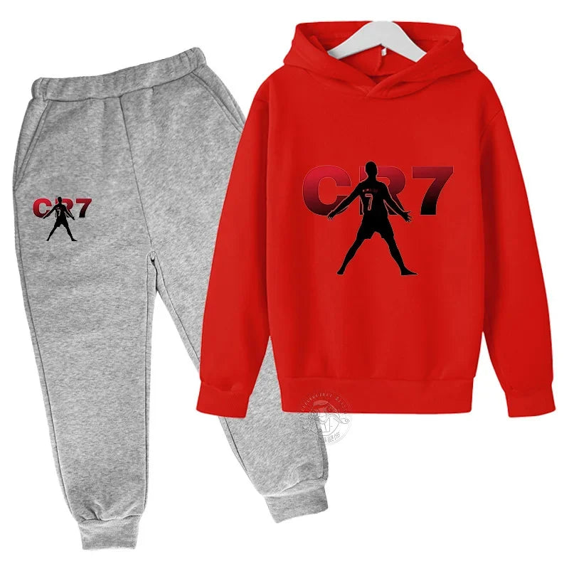 Kids CR7 Football Sportswear: Hoodies & Sweatpants Set