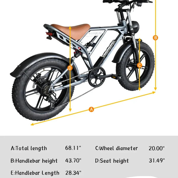 High-Power  S7 Electric Bike: 20-inch Fat Tires, Oil Brakes