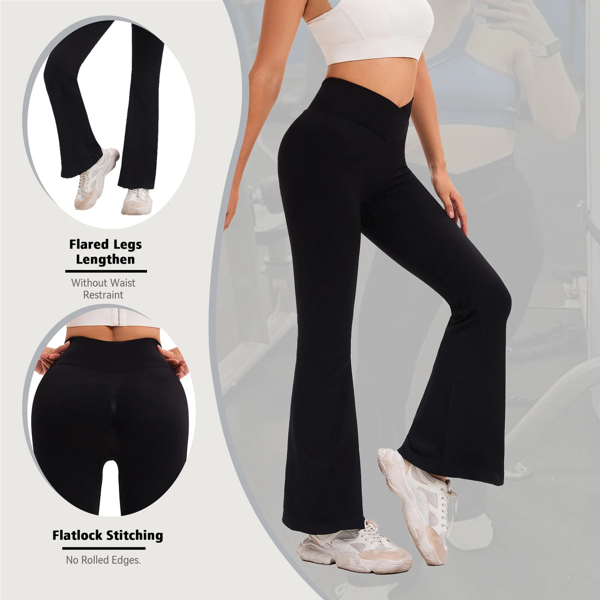 Women's High-Waisted Flare Yoga Pants: Soft, Stretchy, Tummy Control