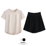 DRUR Summer Yoga Set Women Quick Dry Loose Tracksuit Short Sleeve Gym Tops Sports Shorts Suits Sportswear Outfits Activewear New 24 Hour Sport