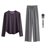 DRUR Women's Tracksuit With Long Sleeve Sports Tops and Sweatpants Casual Loose Yoga Sets Two Piece Sportswear Outfits For Gym 24 Hour Sport