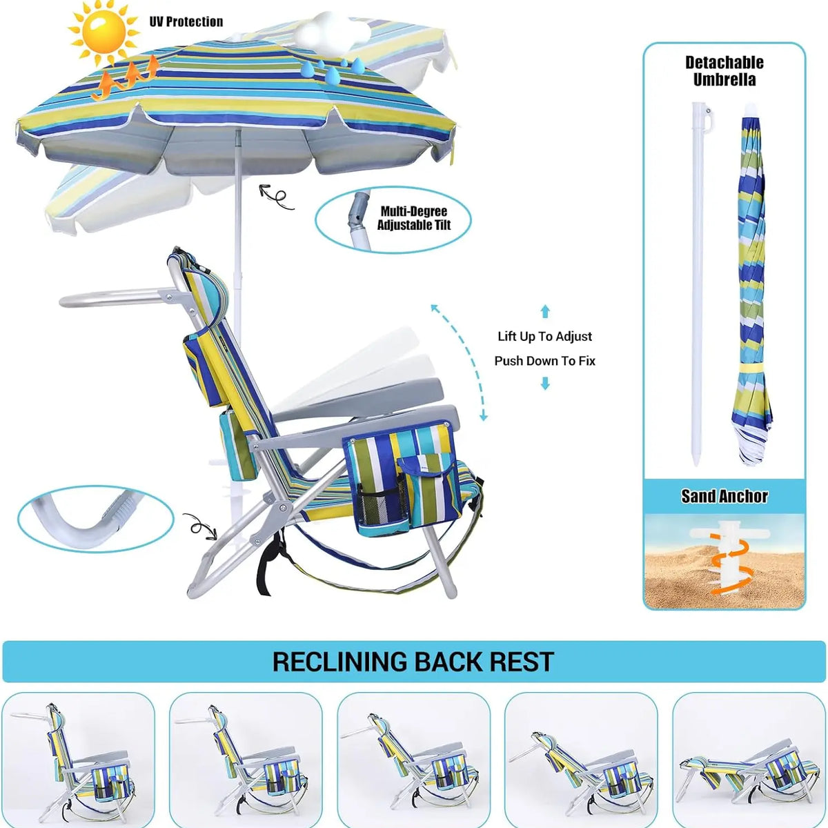 Hands-Free Beach Relaxation: Adjustable Lounger with Face Hole