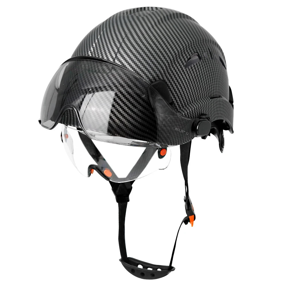 Carbon Fiber Pattern Safety Helmet with Visor & Goggles