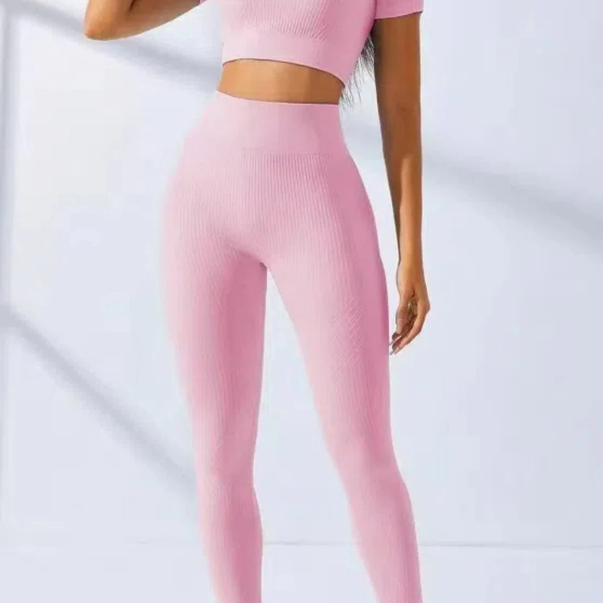 Yoga Set 2 Pieces Women Tracksuits Workout Sportswear Gym Clothing Fitness Short Sleeves Long Leggings Suits 24 Hour Sport