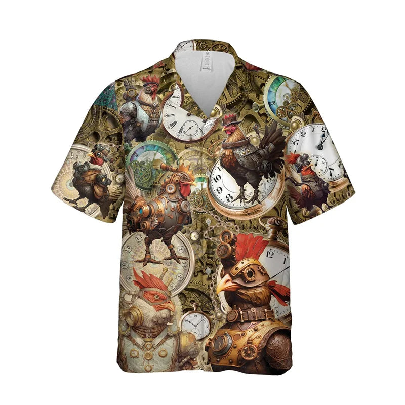 Men's Luxury Chicken Graphic Hawaiian Shirt Casual & Hip-Hop