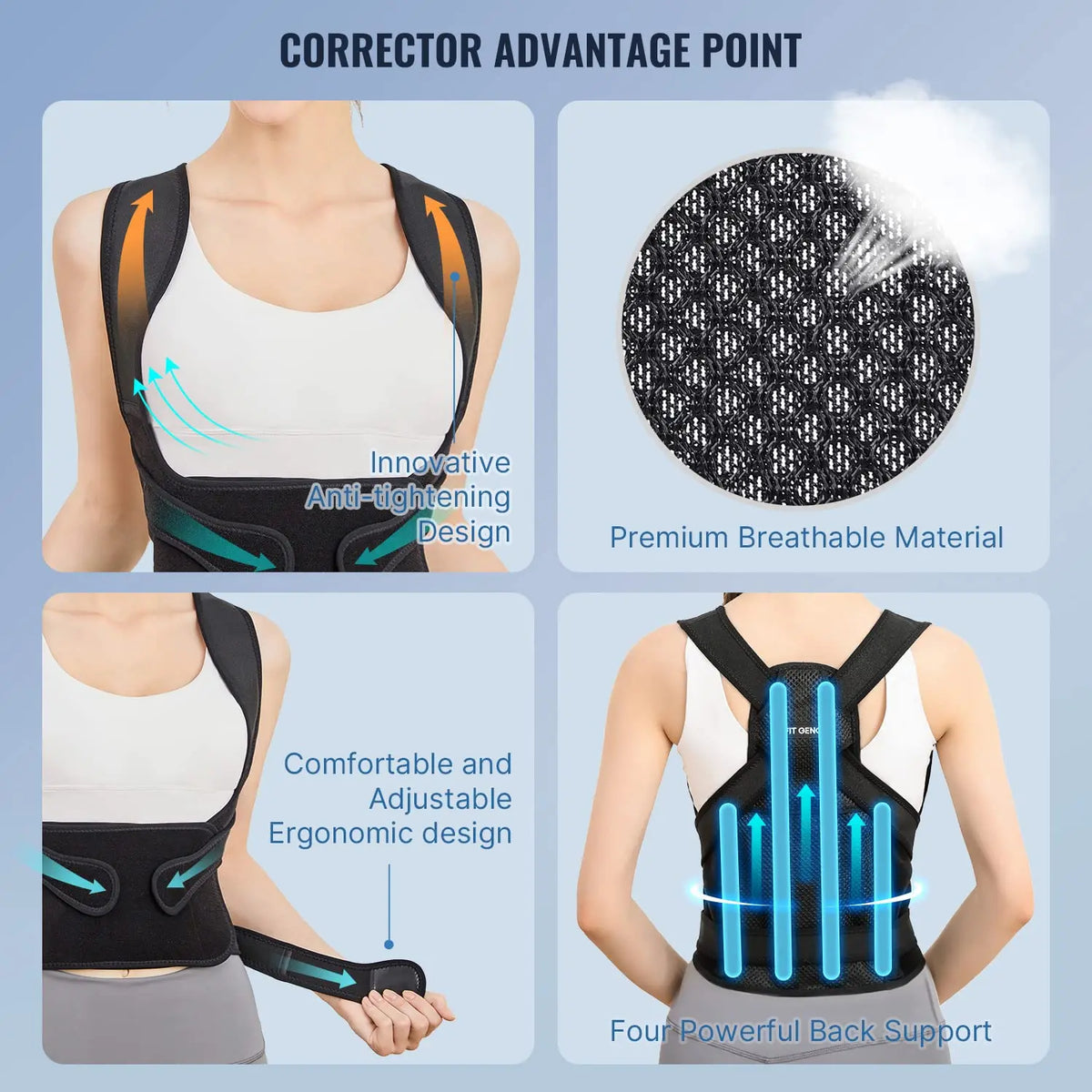Back Brace Posture Corrector Adjustable Full Support