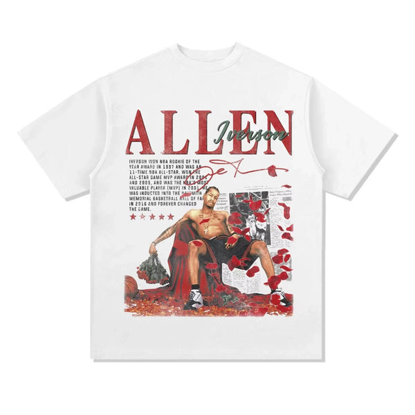Men's Vintage Allen Iverson Printed Cotton Graphic Tee