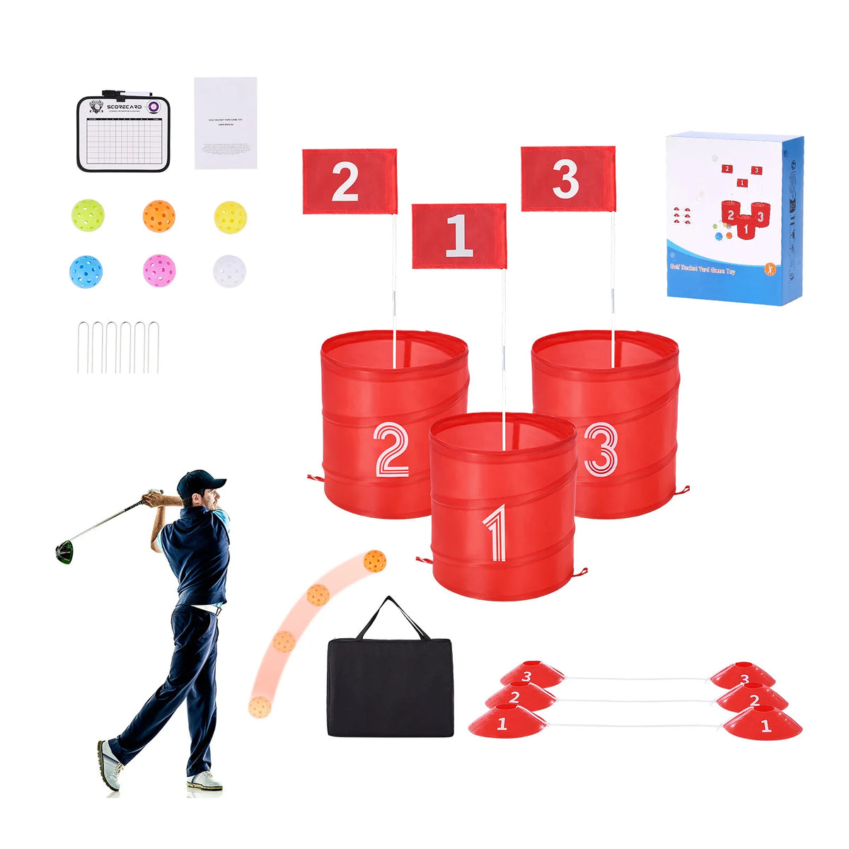 Portable Bucket Golf Game: Outdoor Backyard Chipping Set