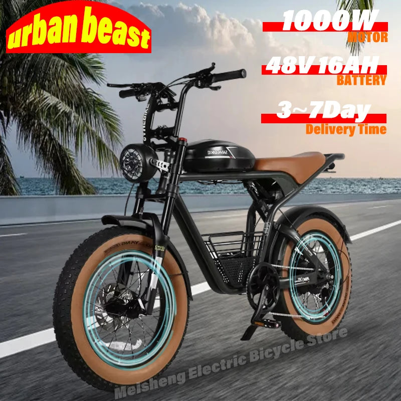 Powerful 1000W Fat Tire E-bike