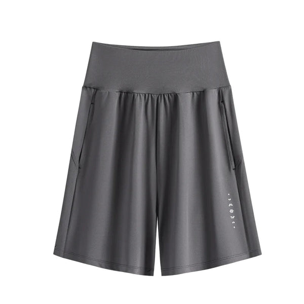Women's High-Waist Quick-Dry Running Shorts with Pockets