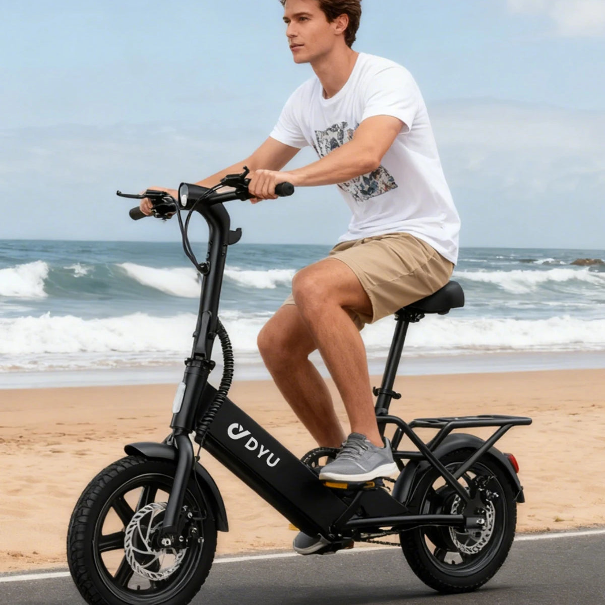 DYU C3 14" Folding Electric Bike | 500W Peak, 20mph City E-Bike