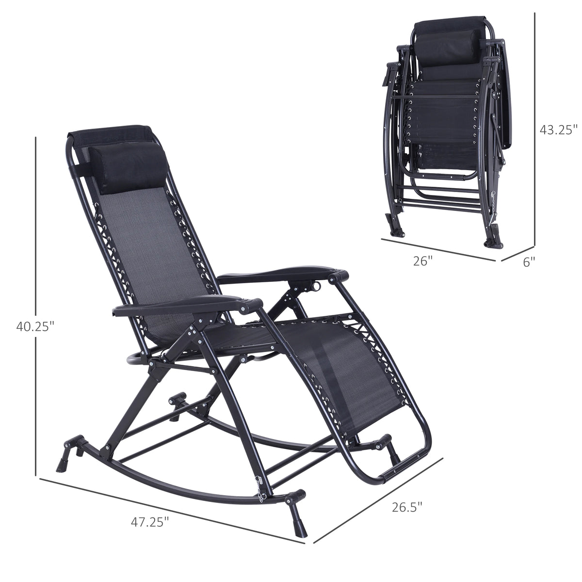 Folding Lounge Chair with Zero Gravity Recline