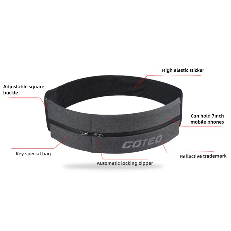 Reflective Running Belt Dual Pocket Waist Pack for Gym & Yoga