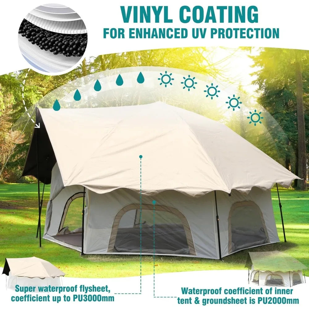 Portable Camping Tent with Awning and Porch