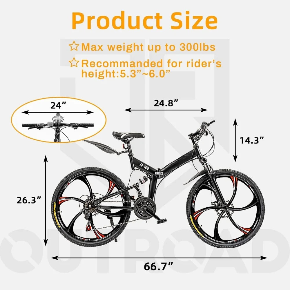 High-Carbon Steel Folding Bike with Dual Suspension