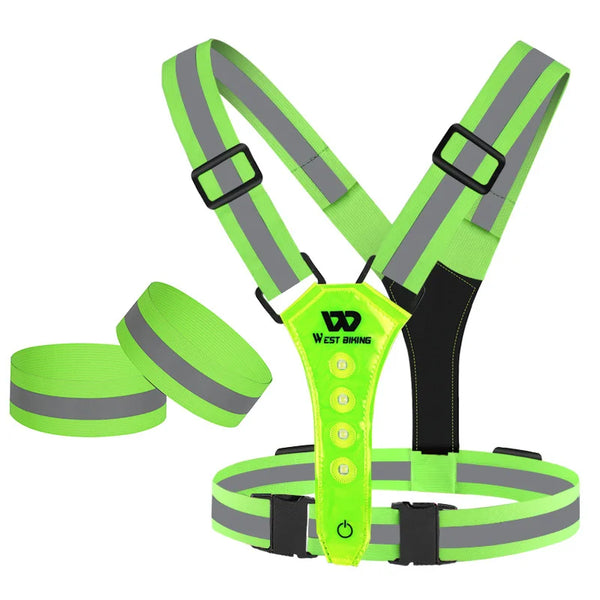 Rechargeable LED Safety Vest Reflective Night Running Harness