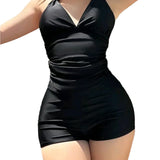 Women's Solid High-Waisted Tankini