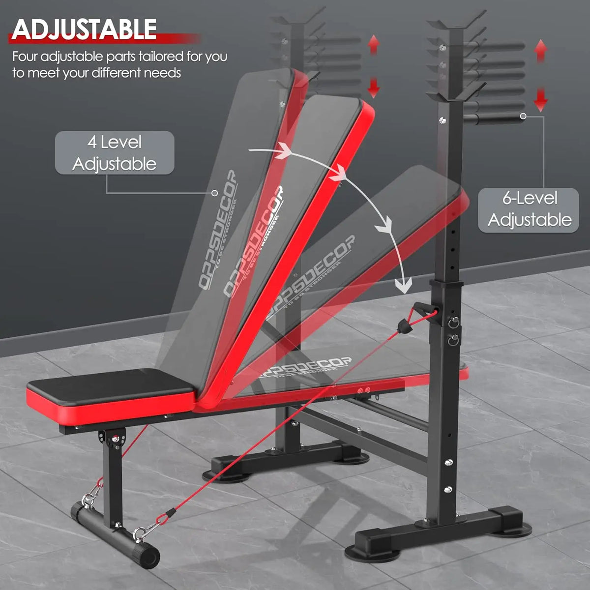 600lb Capacity 6-in-1 Weight Bench with Squat Rack