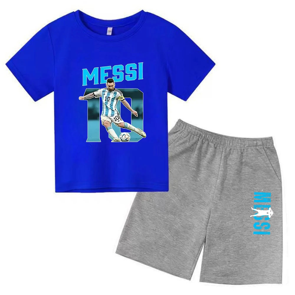 Kids' Messi Print Summer Set: Sporty T-Shirt & Shorts