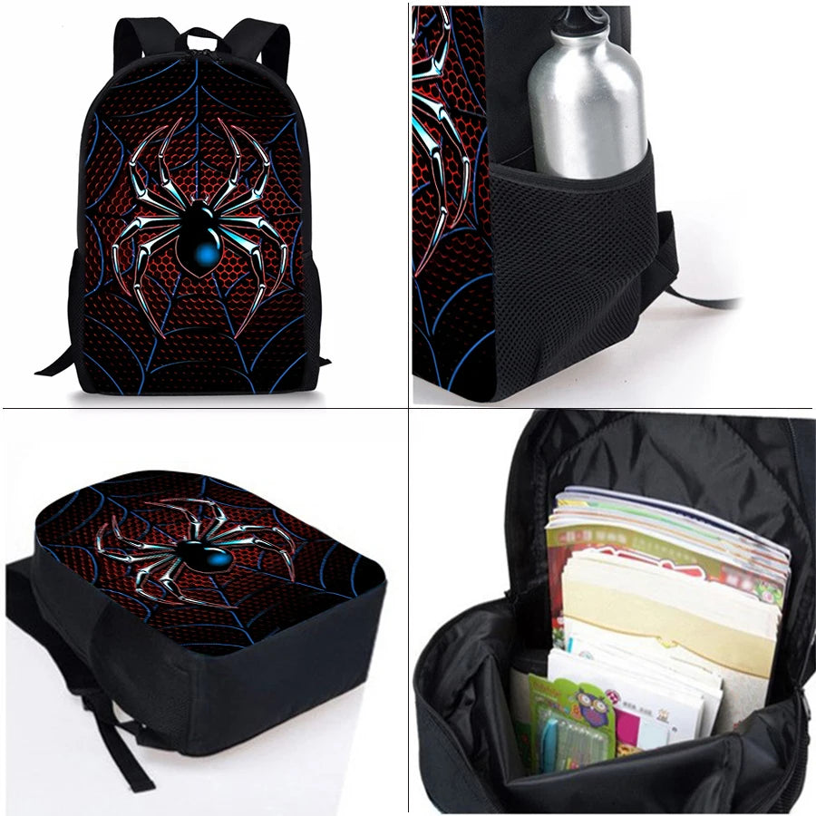 Spider Pattern 3-Piece Backpack Set for Kids & School