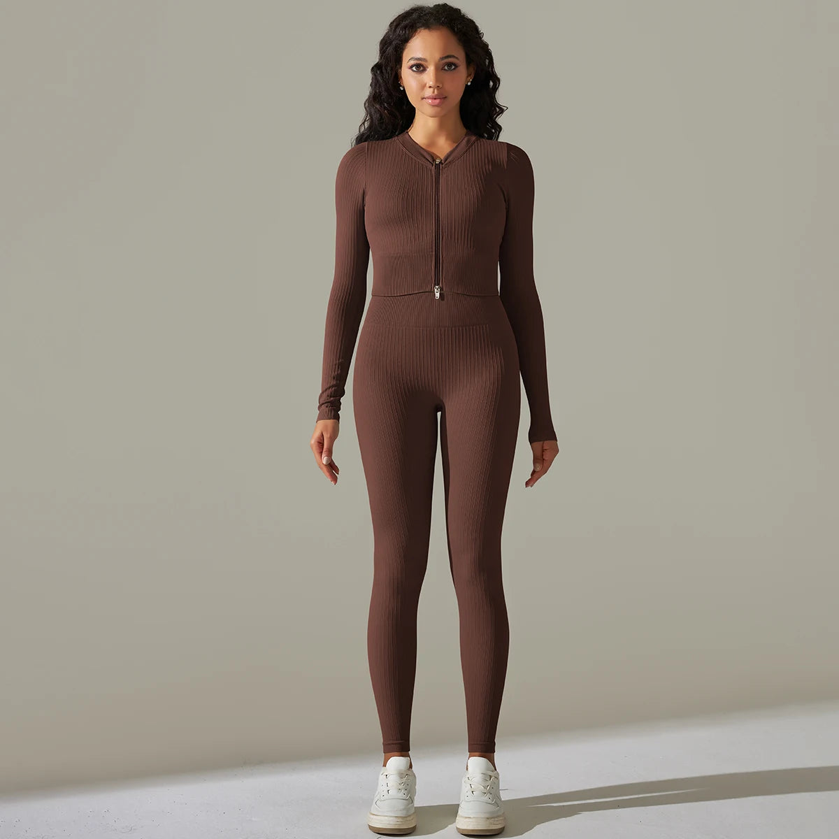 High-Waist, Long-Sleeve Yoga Suit