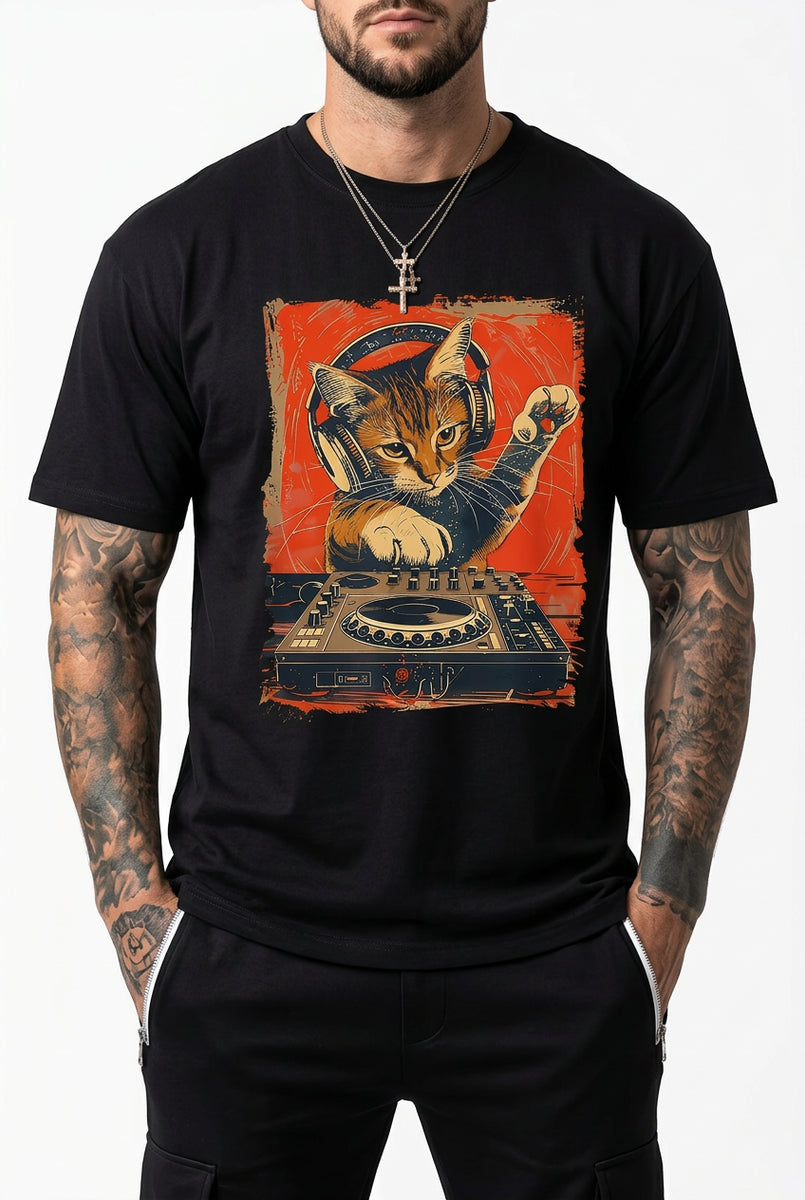 Men's DJ Cat Retro Heavyweight Loose Fit T-Shirt