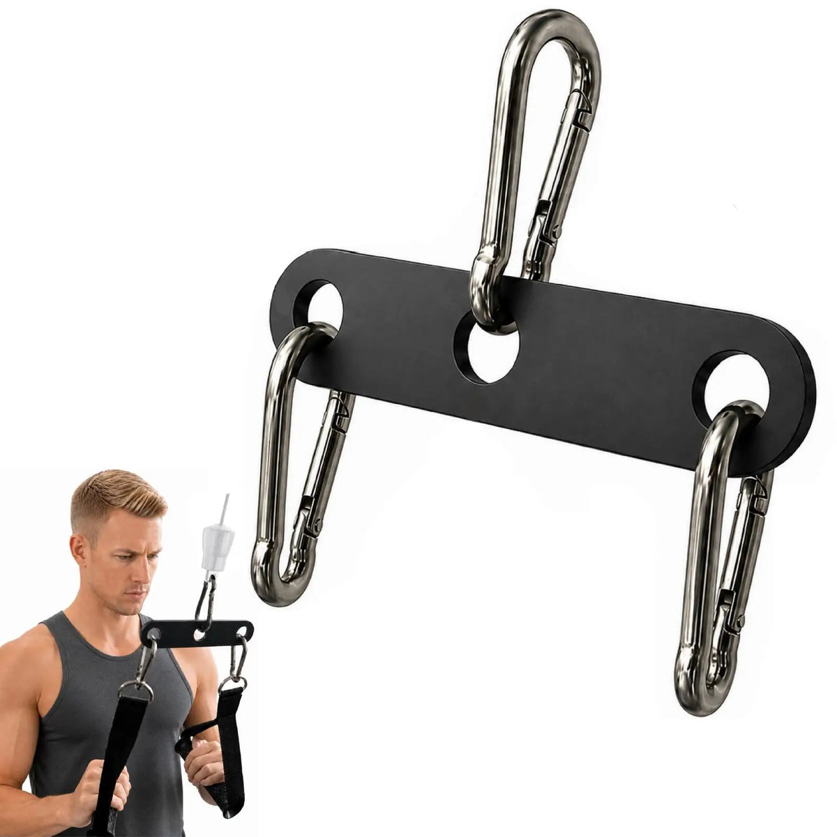Heavy Duty Gym Cable Adaptor Plate with Carabiners