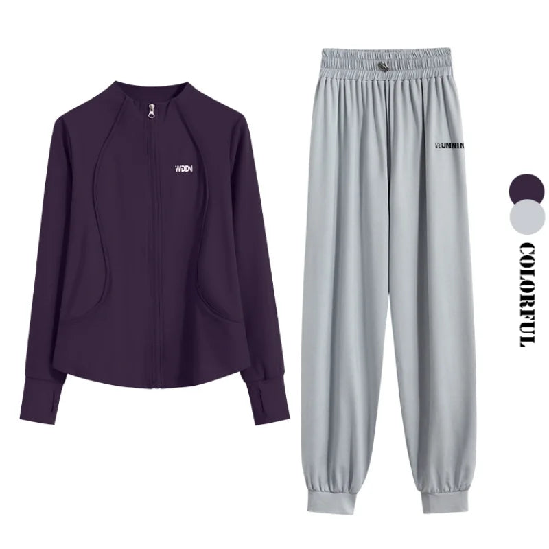 DRUR M-4XL Loose Fit Running Sets Women Quick Dry Sportswear Outfits 2 Piece Yoga Suit Gym Clothes Autumn Winter Tracksuit New 24 Hour Sport