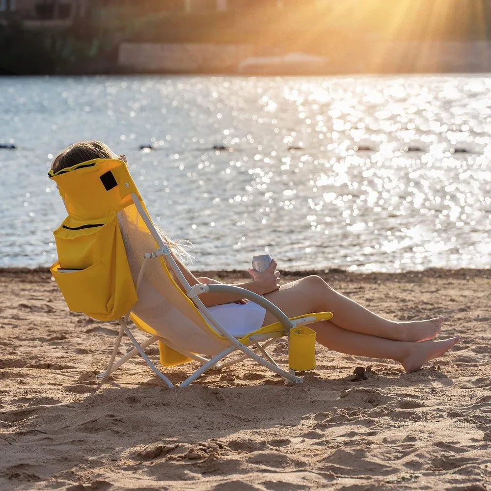 Portable Beach Chair with Umbrella and Cooler