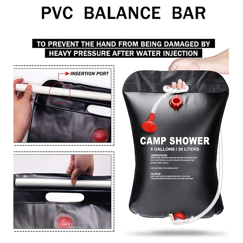 Compact, Sun-Powered Shower Bag for Camping