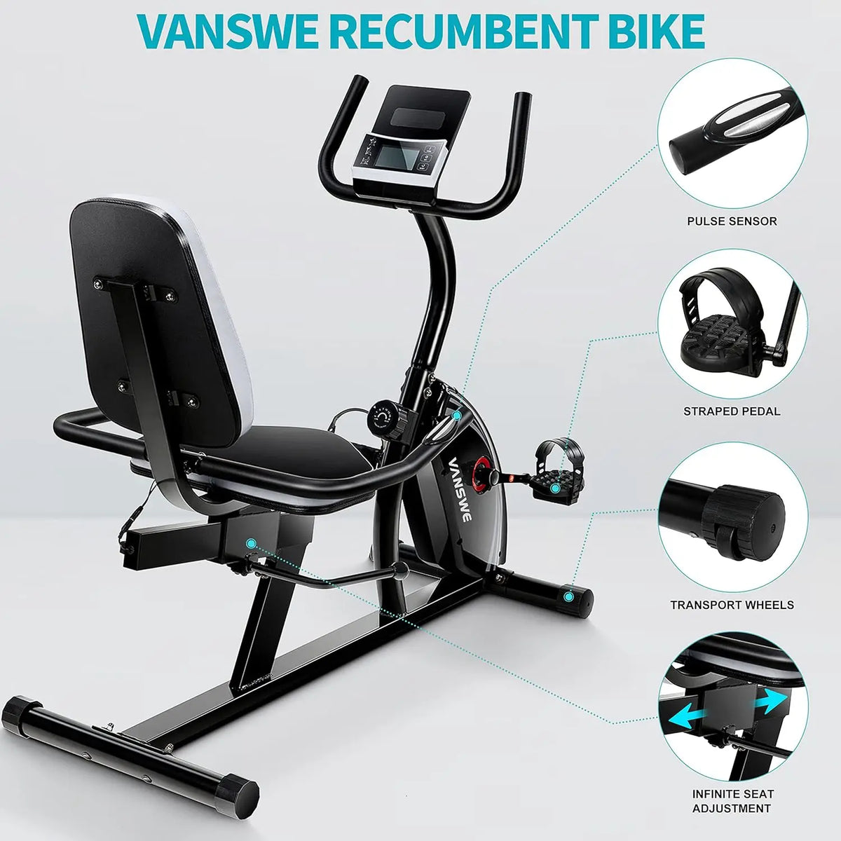 Magnetic Resistance Recumbent Bike with Smart Features