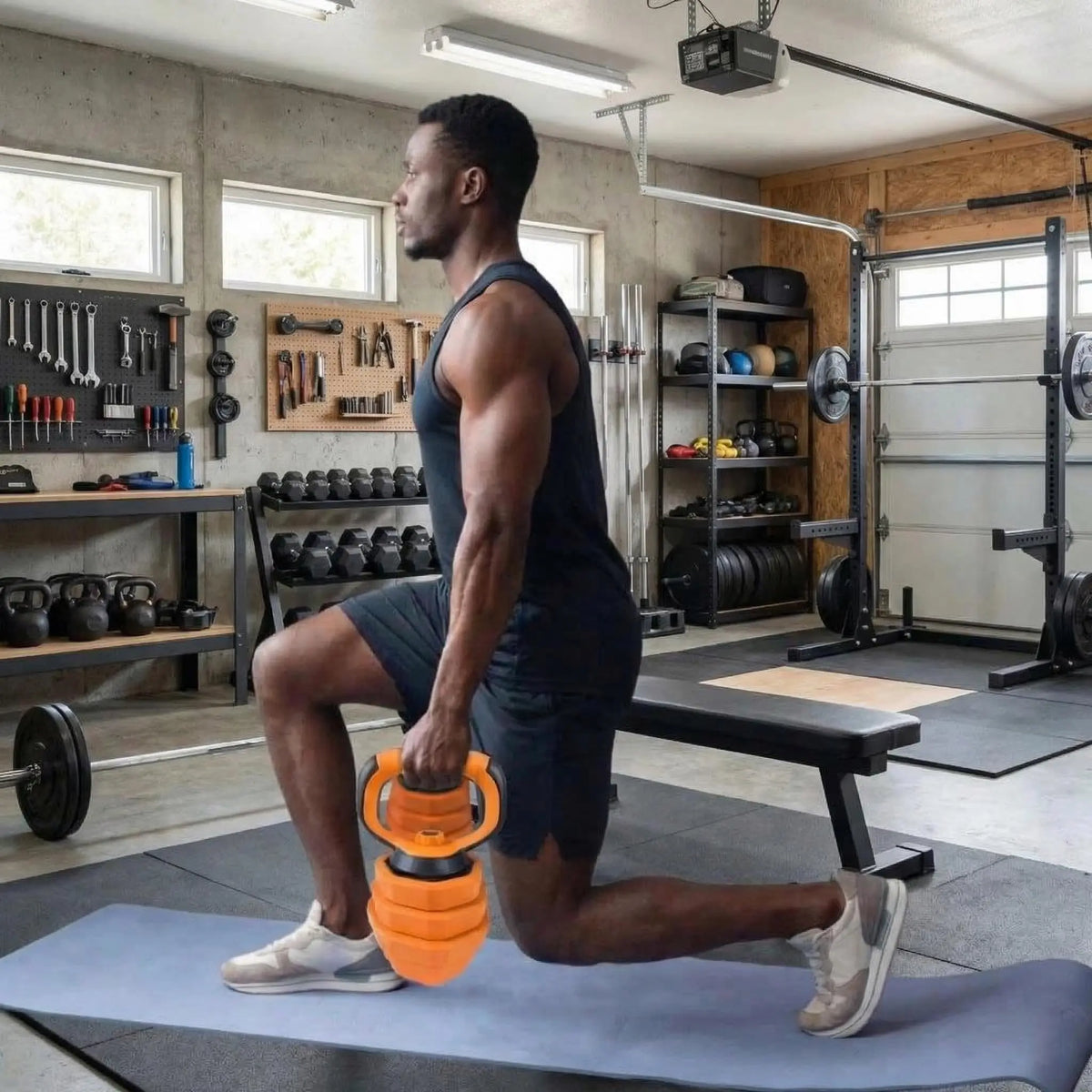 44 lb 4-in-1 Adjustable Dumbbell & Barbell Set – Orange