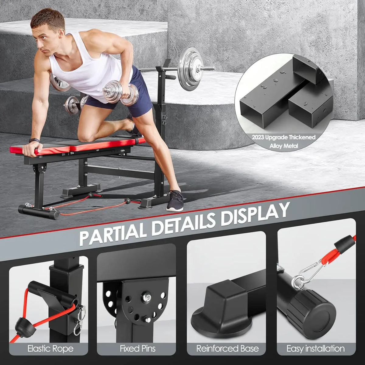 600lb Capacity 6-in-1 Weight Bench with Squat Rack